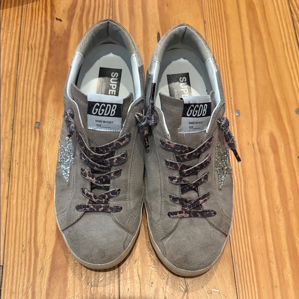 Golden Goose Gray Suede Leopard Laces Glitter Star size 41 / 11